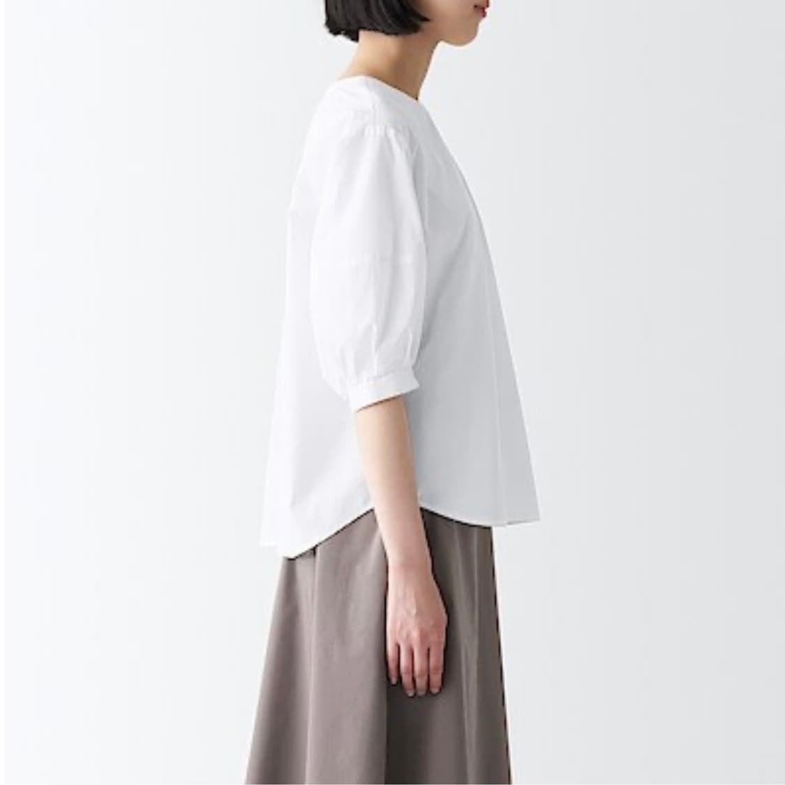 무인양품 건조가 빠른 브로드 5부 소매 블라우스 (새상품) 상품이미지8