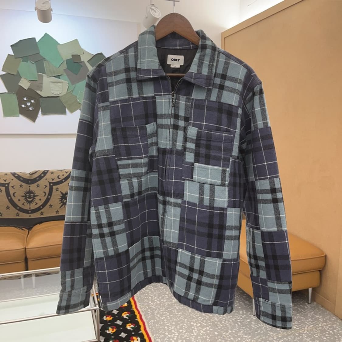 오베이 올드스쿨 스트릿 유니크 격자 체크 자켓 M C07903 상품이미지3