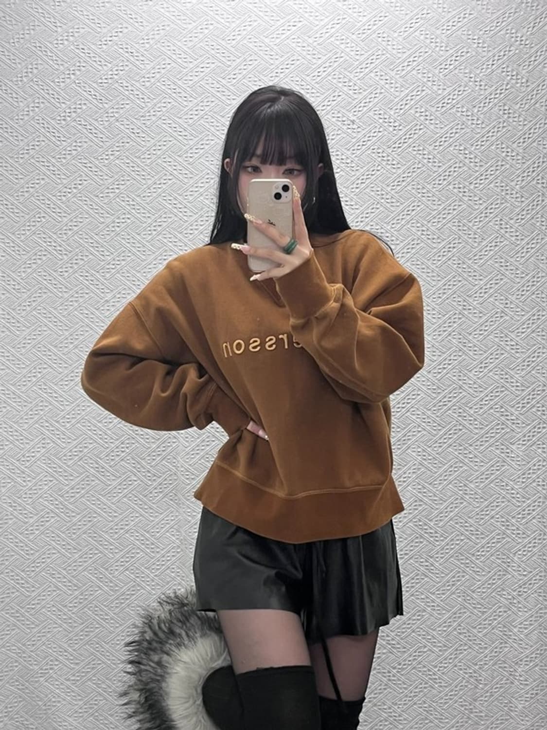 앤더슨벨 빈티지 레트로 캐주얼 빅로고 기모 맨투맨 L C09692 상품이미지1