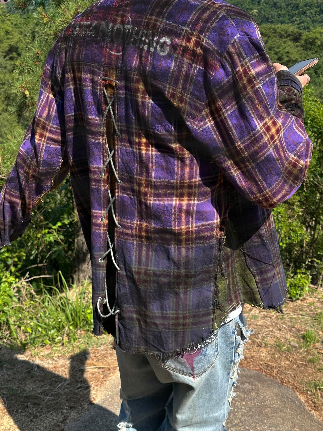 [OS] 빈티지 아카이브 폴른 엔젤 컷 아웃 체크 셔츠 상품이미지3