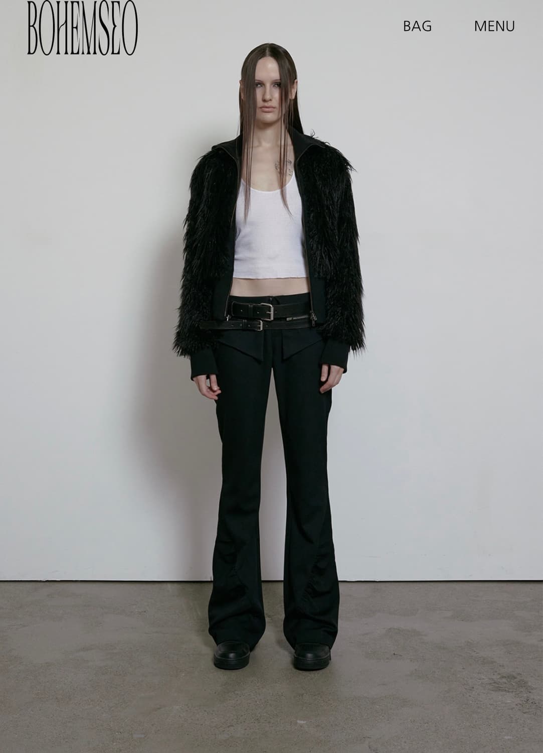 보햄서 하이넥 퍼 집업 자켓 상품이미지1