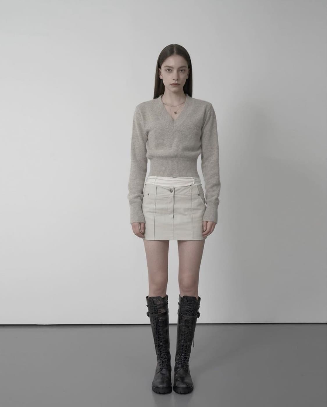 보헤미안서울 힙행거 레더 스커트 M 아이보리 상품이미지1