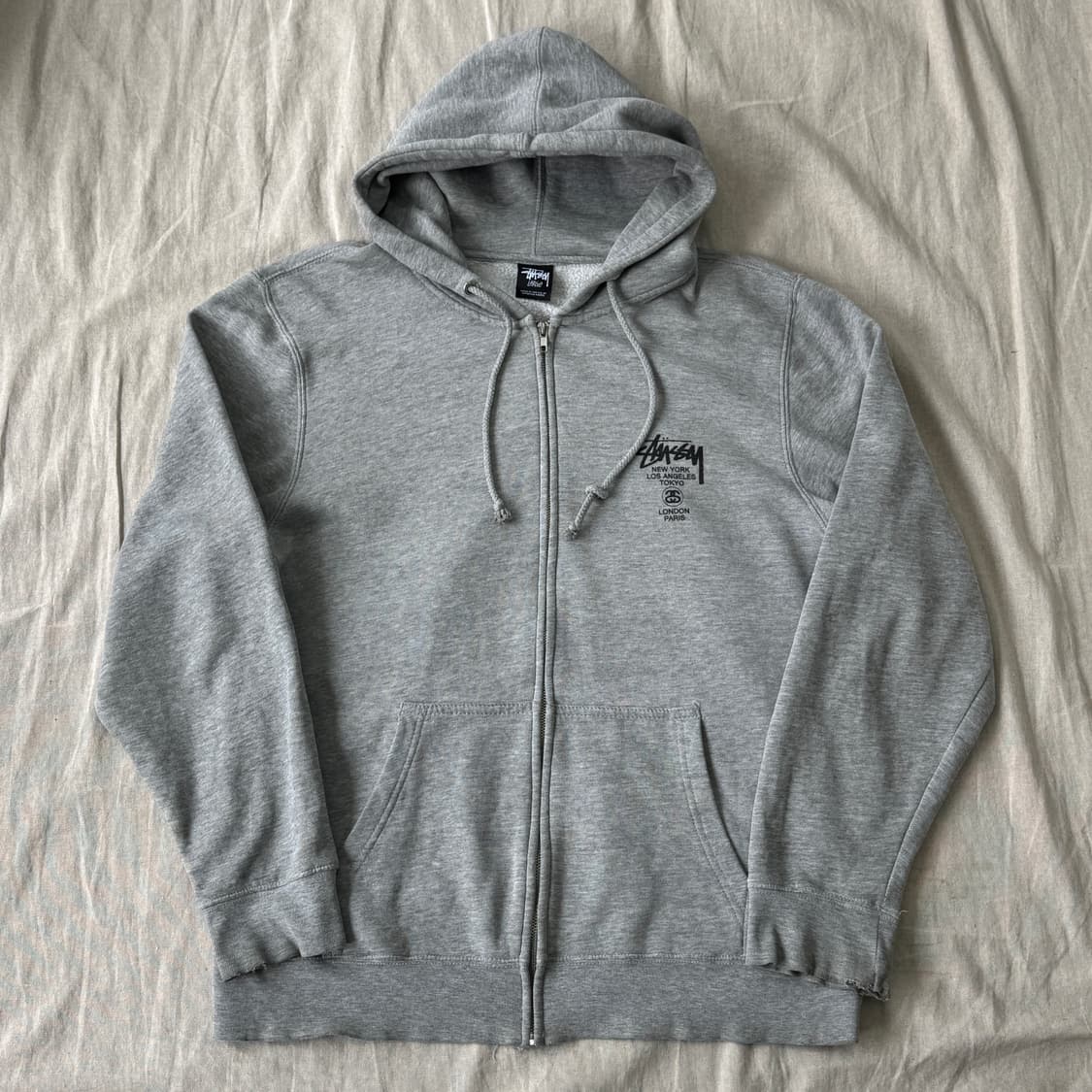 스투시 00s 월드투어 그레이 후드집업 L 상품이미지2
