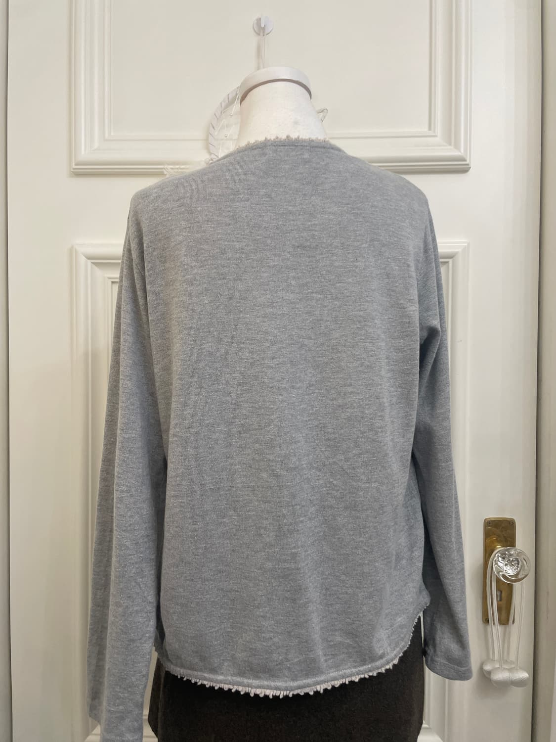 gray cotton open cardigan&lace sleeveles 상품이미지4