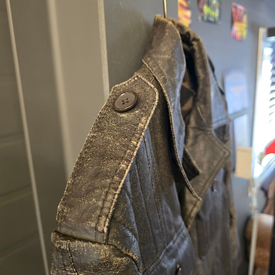 캐쥬얼웨어 에코레더 자켓 블랙 밀리터리 90s 빈티지 상품이미지4