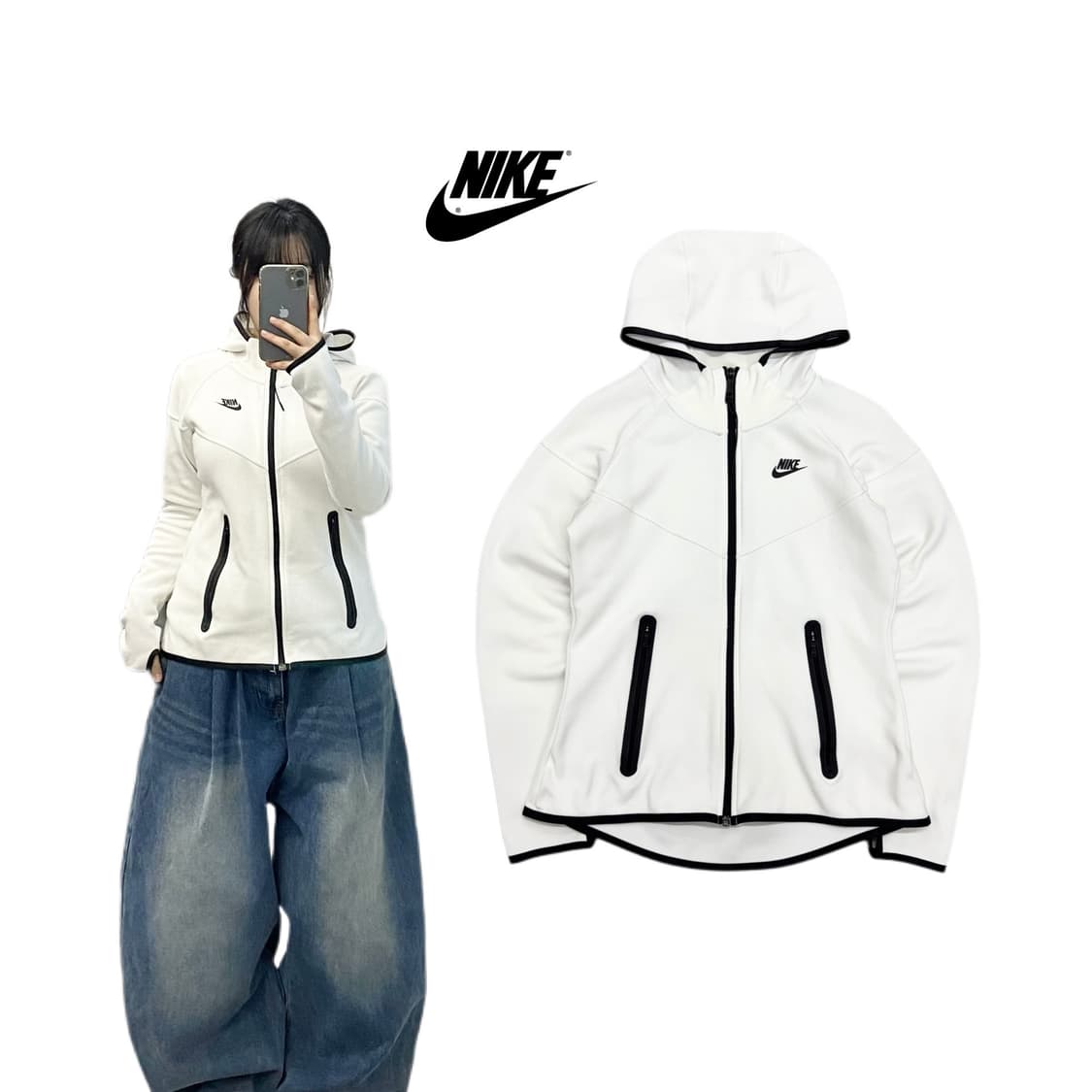 나이키 테크팩 테크플리스 후드집업 화이트 상품이미지1