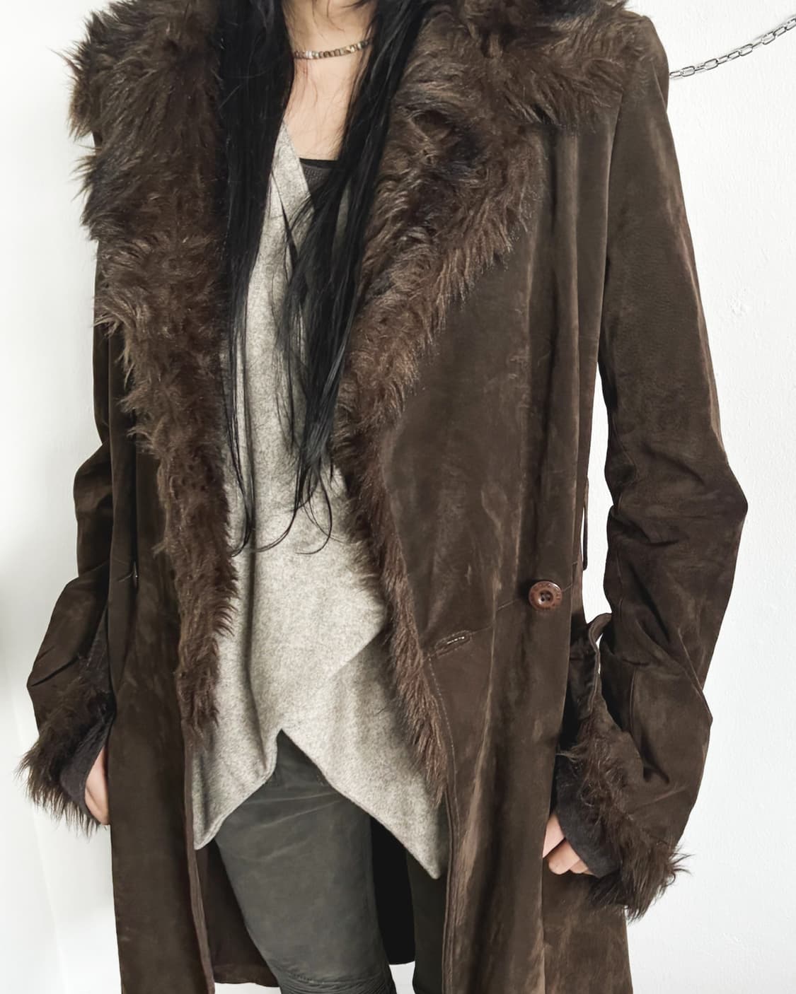 morgan vkei fur & suede overcoat 상품이미지3