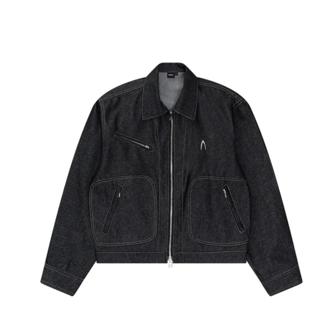 Stitch Zip-up Denim Jacket (Black) 상품이미지5