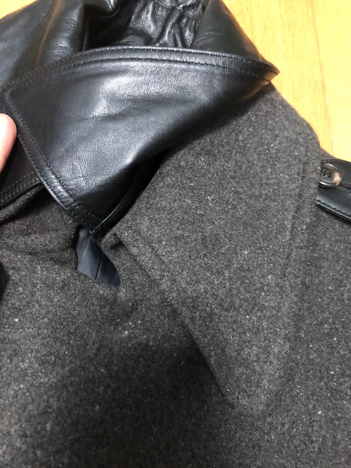 모아이코 가죽카라 벨트 더블코트 L 상품이미지4