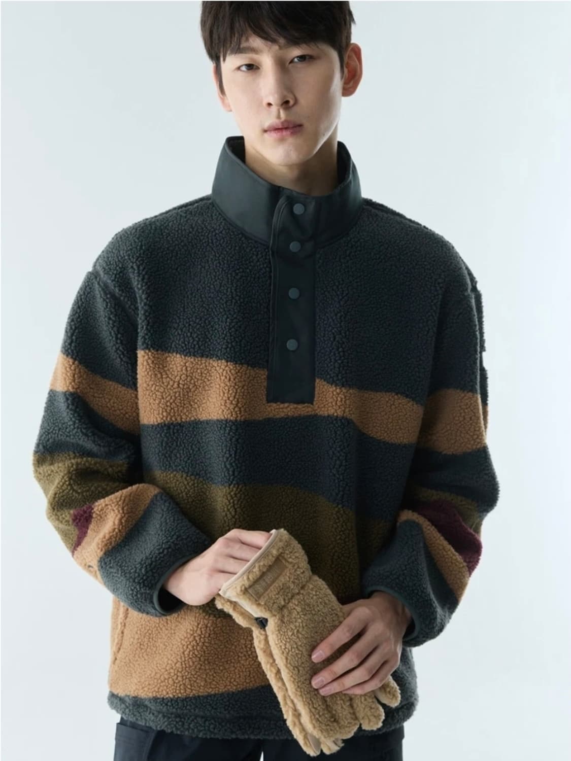 신품급_(M)에이글 AIGLE 플리스 카모 패턴 풀오버 상품이미지2