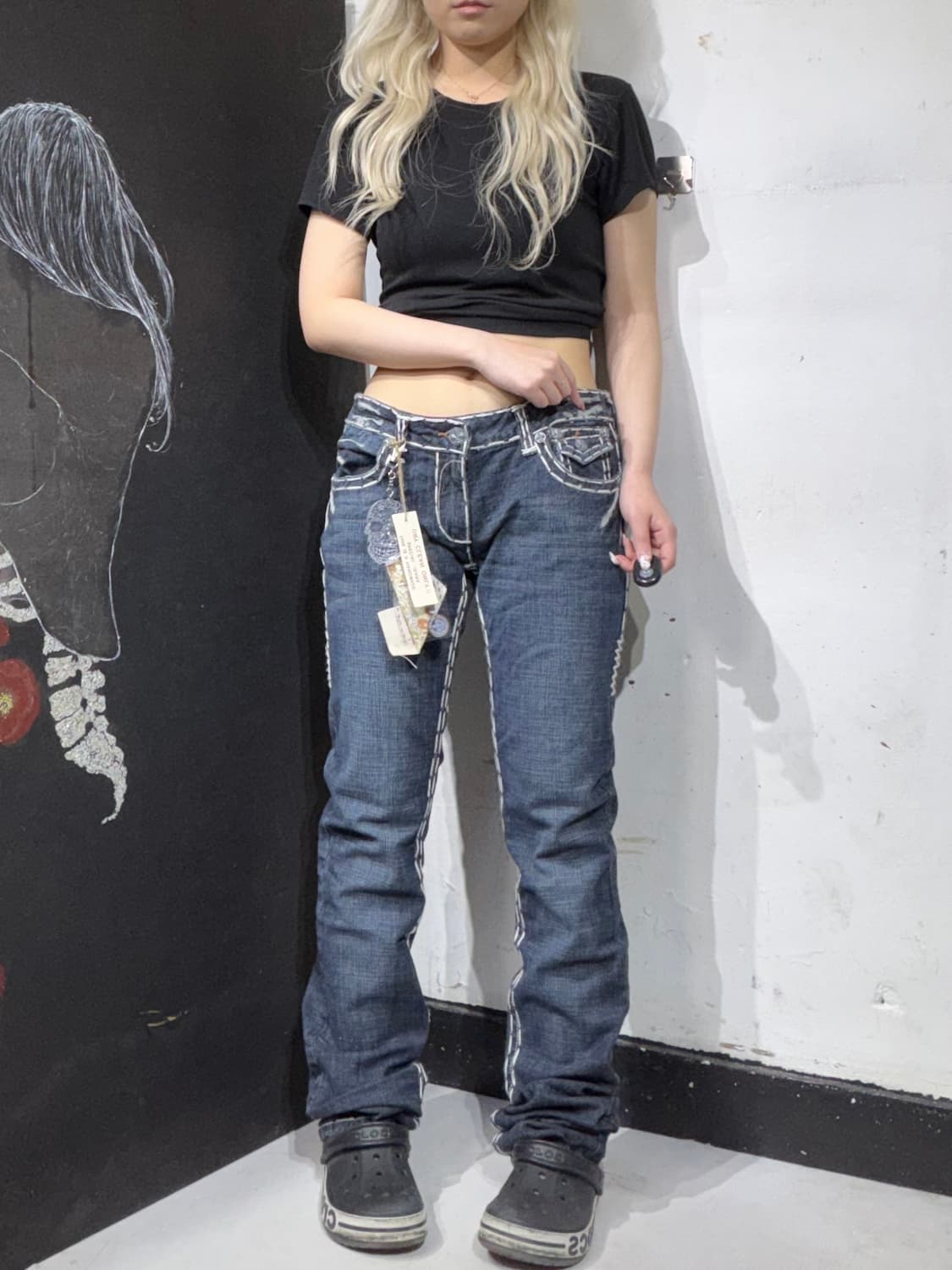 라구나비치 데드스탁 핸드메이드 부츠컷 데님 팬츠 갸루 청바지 32 상품이미지4