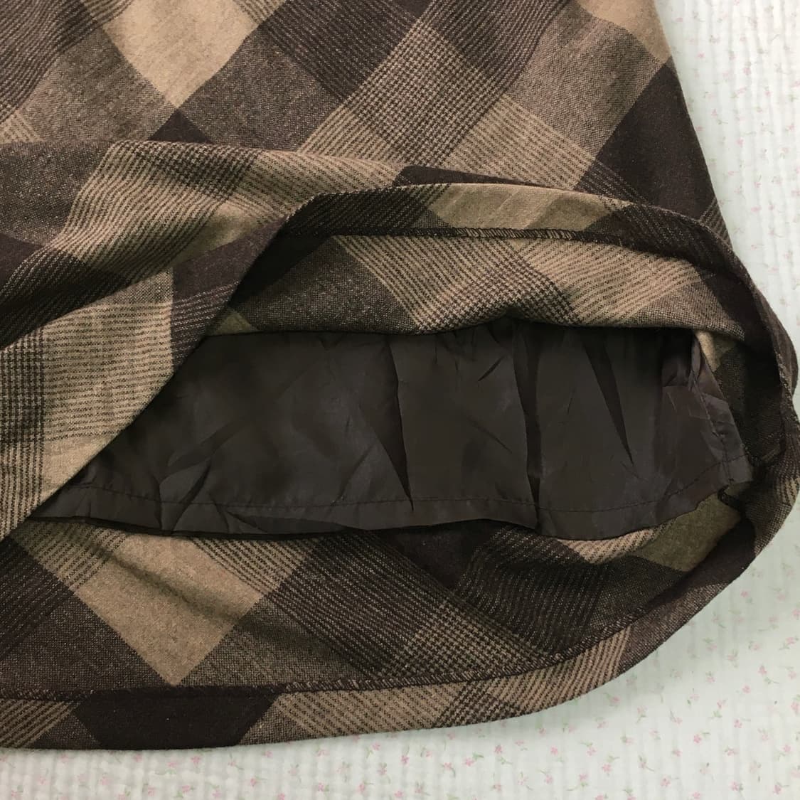  JPN/ 브라운 체크 롱 스커트 울스커트 모리걸치마 모리룩치마 롱스커트 상품이미지8