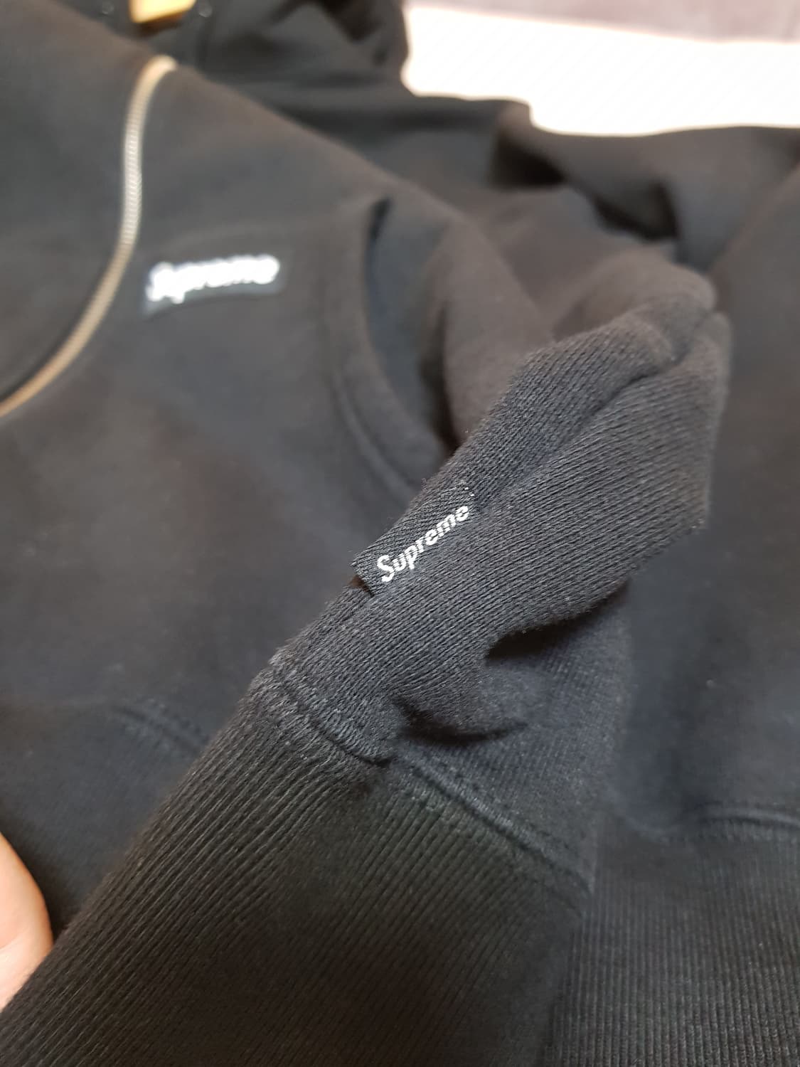 슈프림 더블 후드 페이스마스크 후드 집업 티셔츠 블랙 22FW 상품이미지5