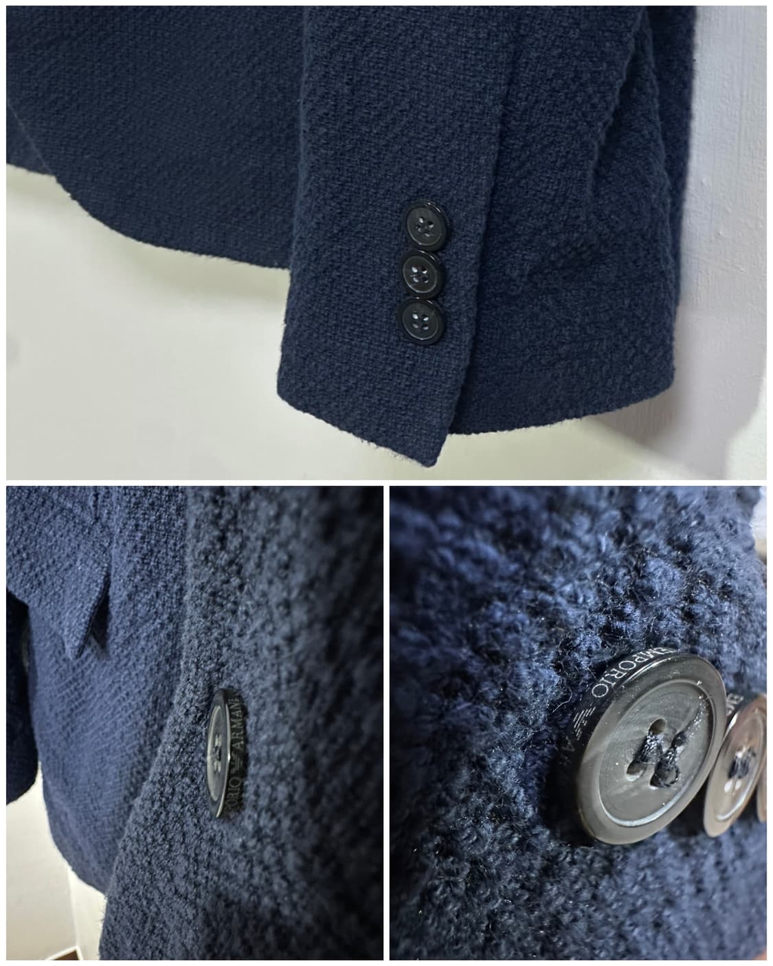 엠포리오 아르마니 춘추 트위드 블레이저 자켓 54/네이비 상품이미지5