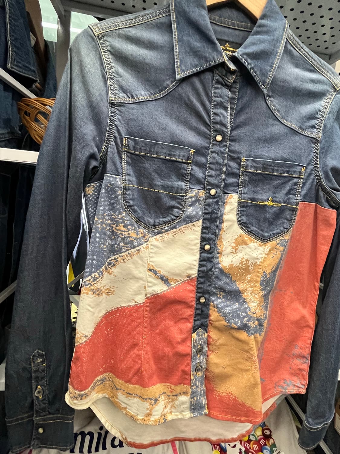 10s 비비안웨스트우드 데님 셔츠 컬러 블록 상품이미지3