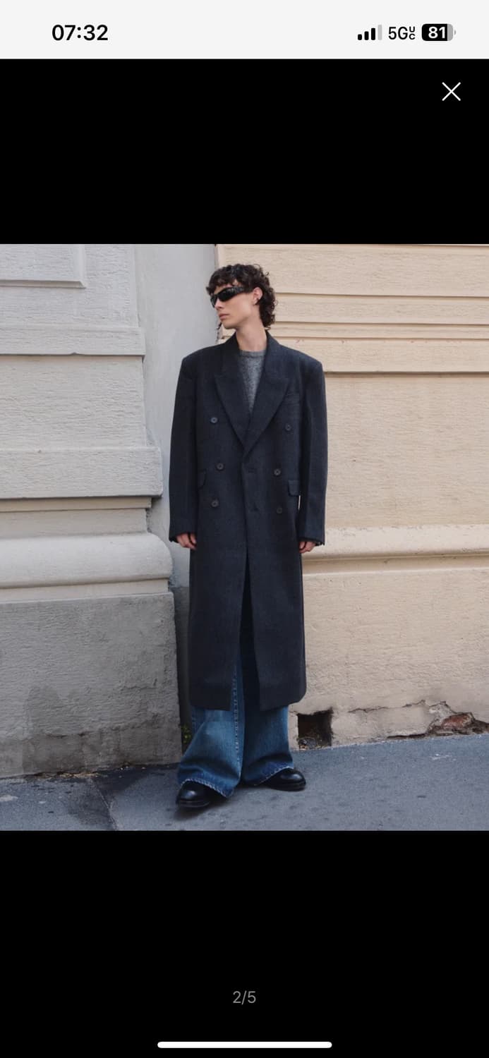 구매)) 엘무드 발렌티누스 더블코트 그레이 스트라이프 44 상품이미지1