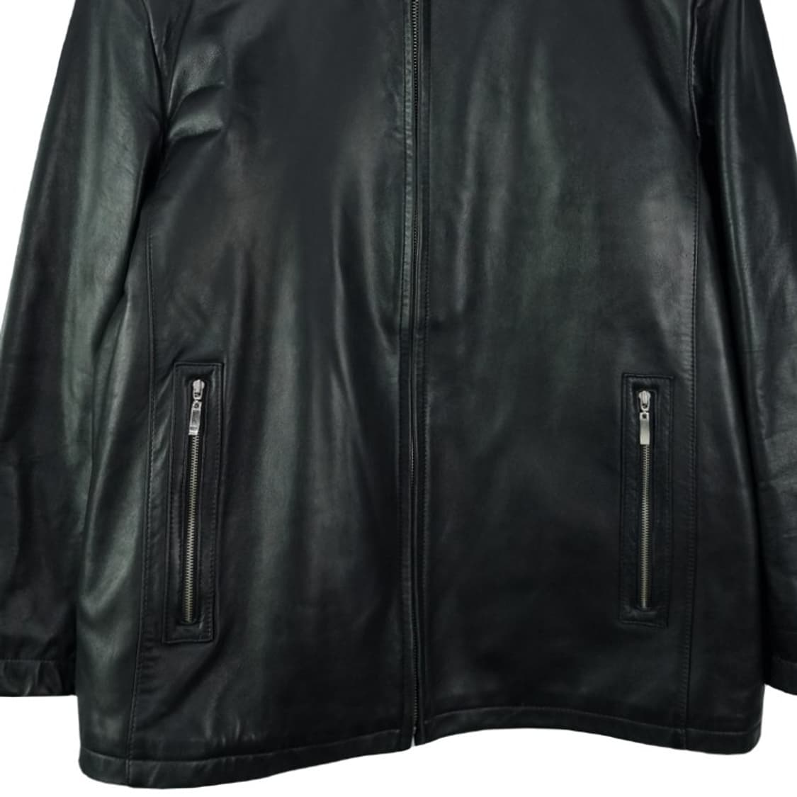 [빈티지] 리얼 쉽스킨 루즈핏 양가죽 레더 집업 자켓 블랙 M19974 상품이미지5