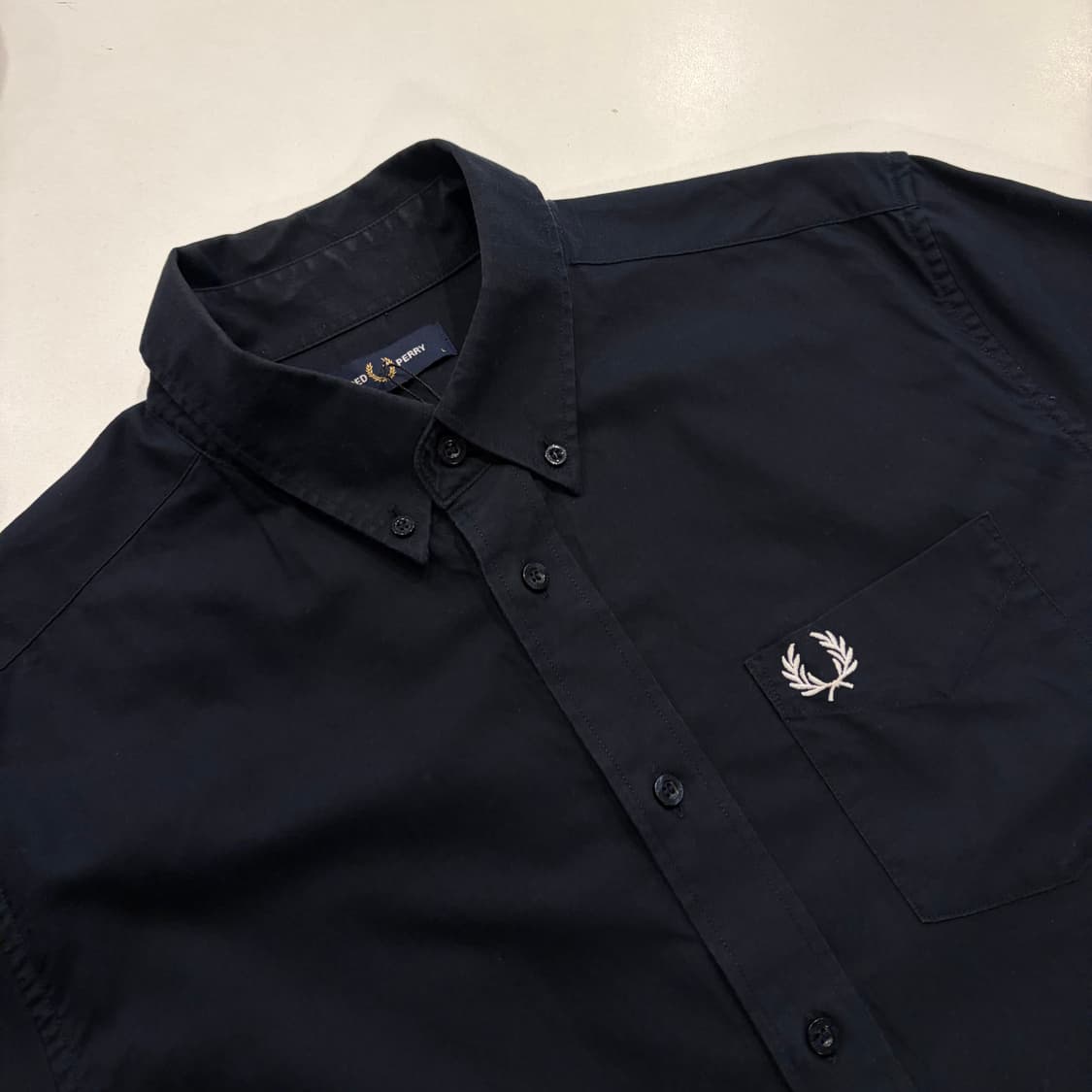 [L] 프레드페리 블랙 셔츠 긴팔 수입택 D811 상품이미지3