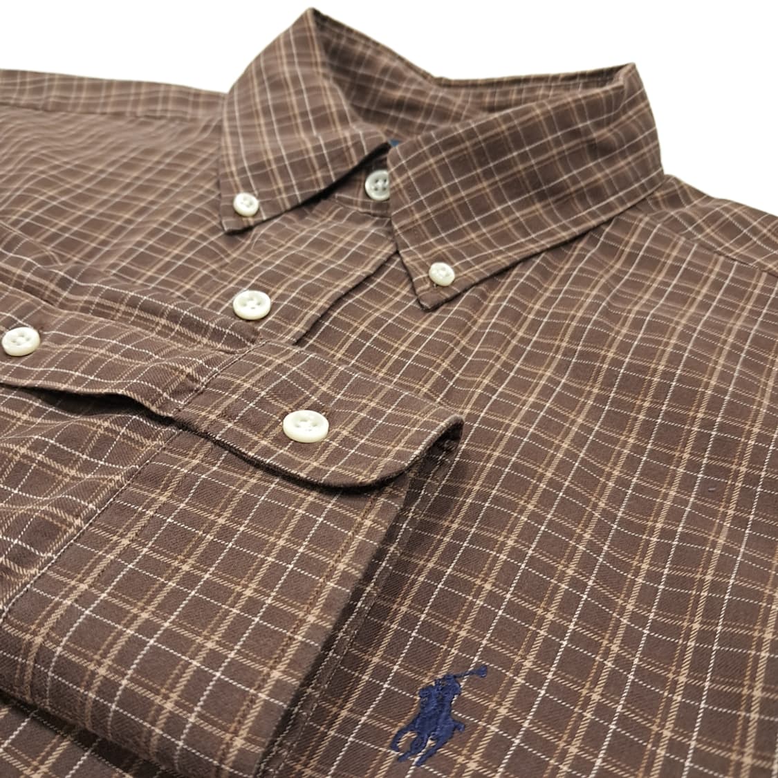 CL507 L 폴로 90s 코튼 블레이크 브라운 태터솔 체크 셔츠 남방 상품이미지4