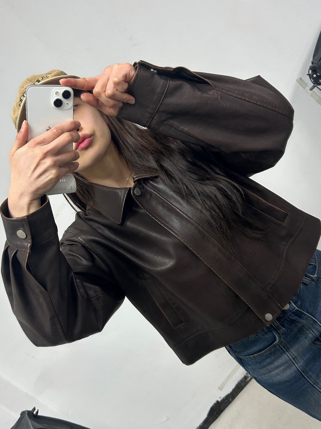 빈티지 레더 자켓 브라운 상품이미지2