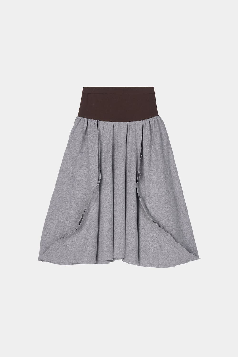 LOW CUT GATHERED SKIRT DARK BROWN/GREY 상품이미지1