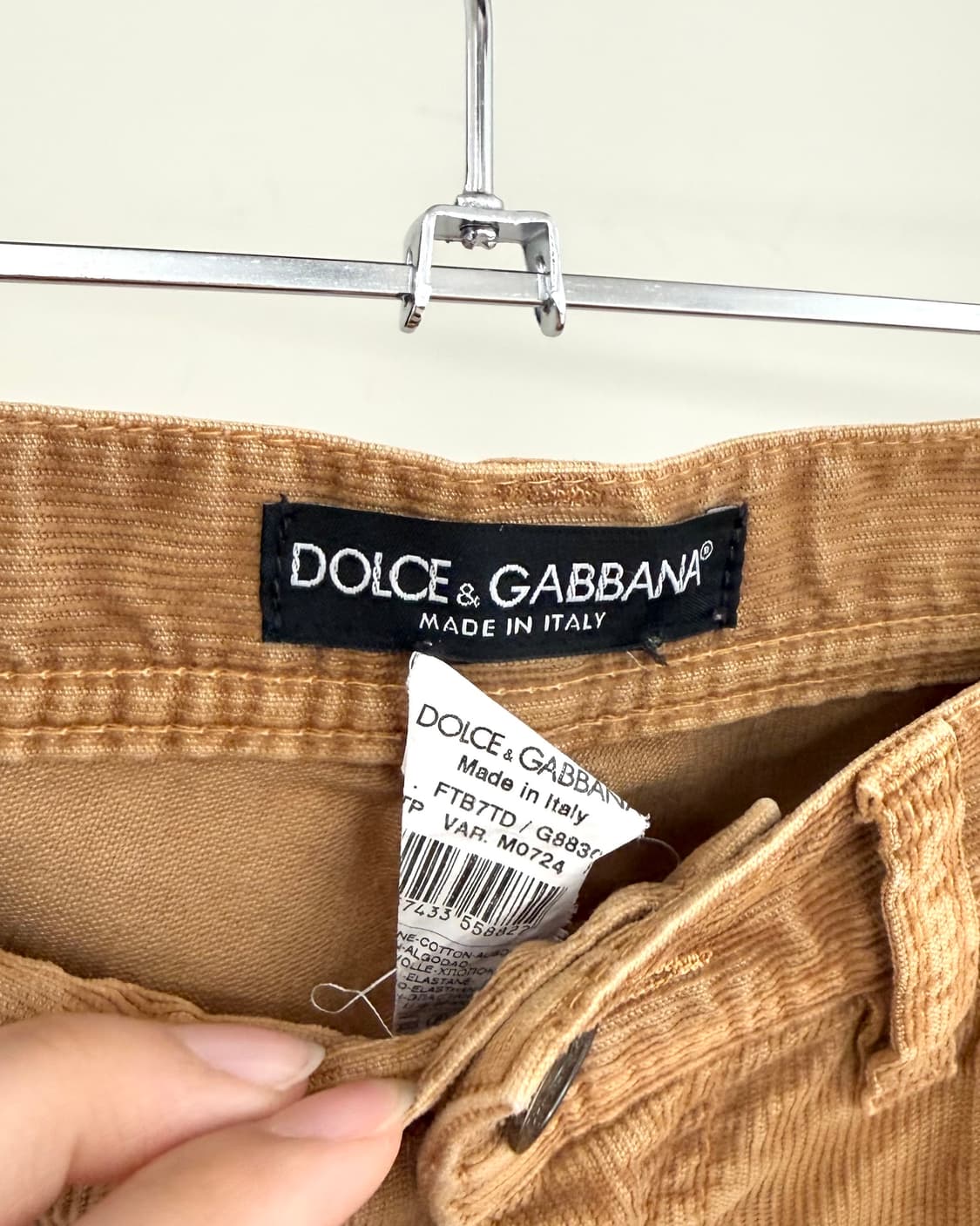 돌체앤가바나 카라멜 코듀로이 로우라이즈 팬츠 상품이미지7