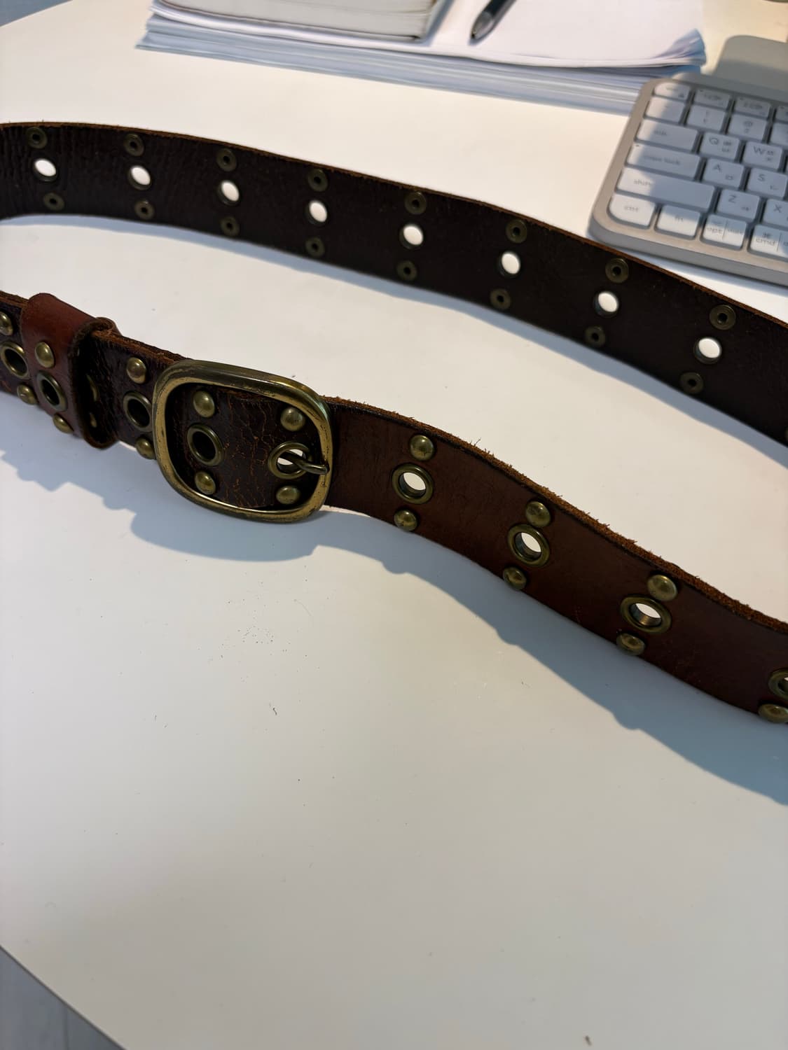 빈티지 레더 벨트 브라운 기마구아스 상품이미지1