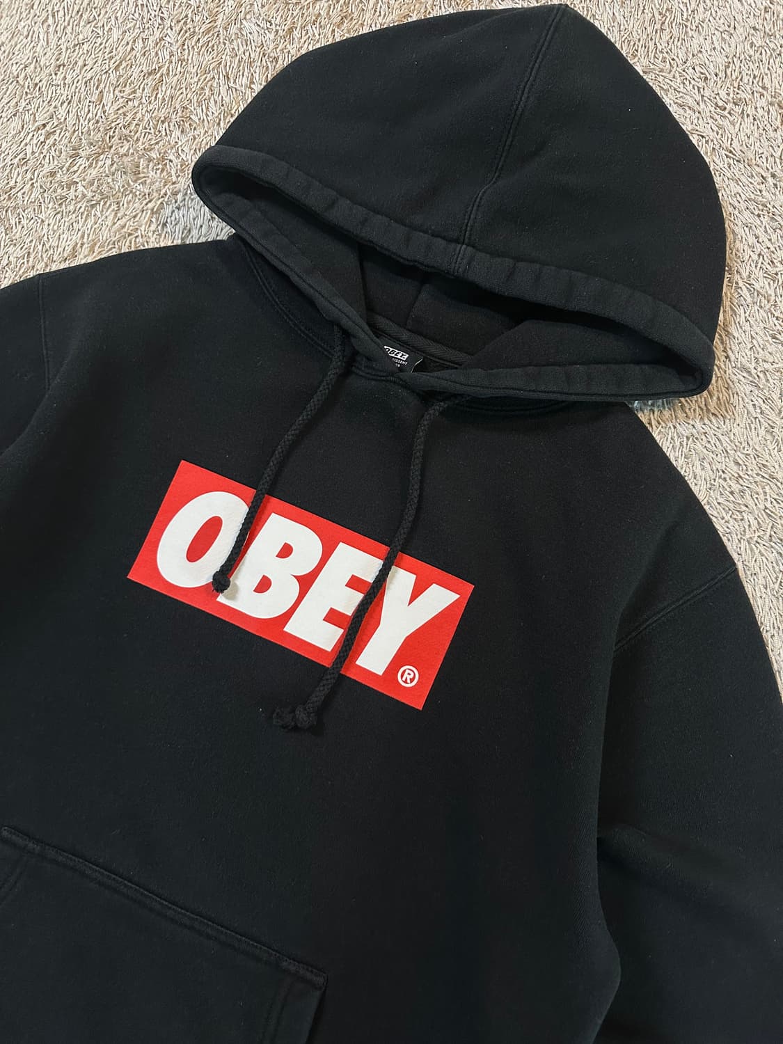 오베이 OBEY 스펠아웃 박스로고 후드티 블랙 상품이미지2