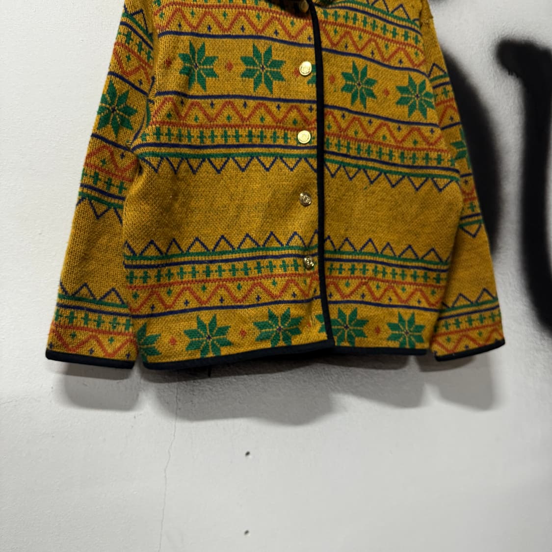 VTG 빈티지 모리 에스닉 노르딕 패턴 니트 후드 자켓 상품이미지4