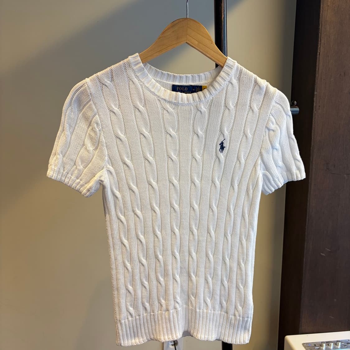 15198 - 폴로 랄프로렌 화이트 케이블 반팔 니트 (피마 코튼) 상품이미지2