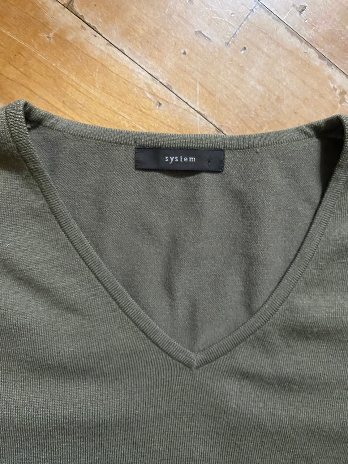 System 옴므 남성 울 니트 카키 (100) 상품이미지2