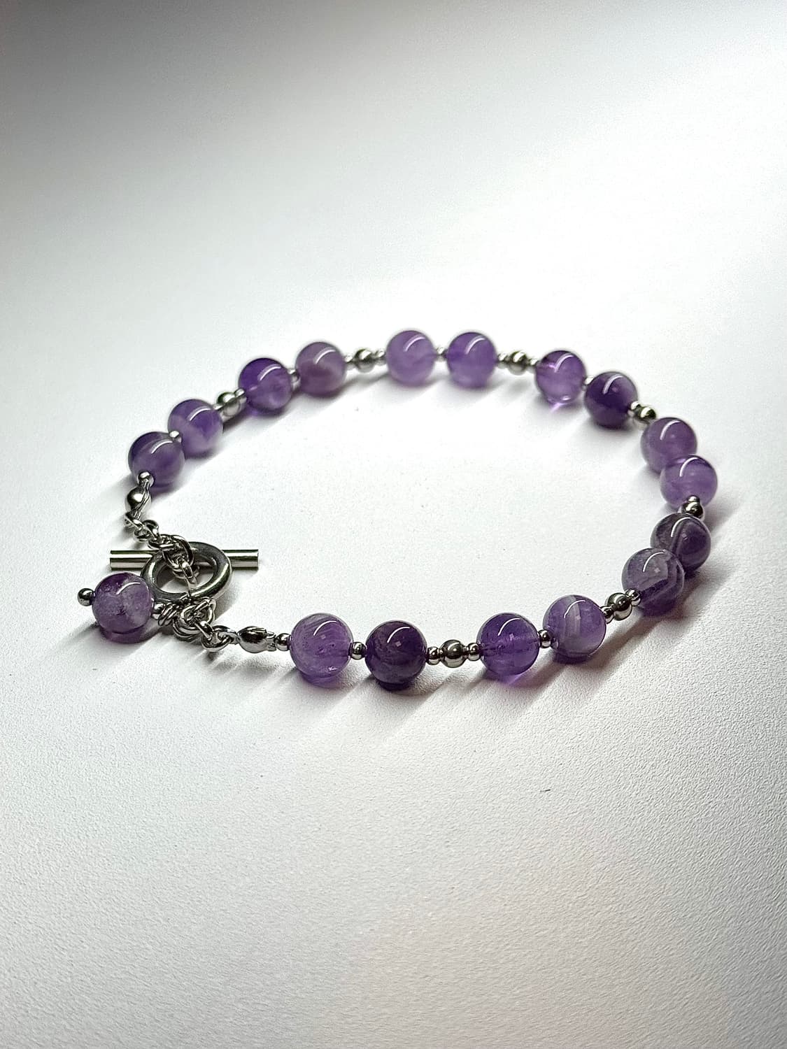 (핸드메이드) 천연석 자수정 고급 원석팔찌 상품이미지2