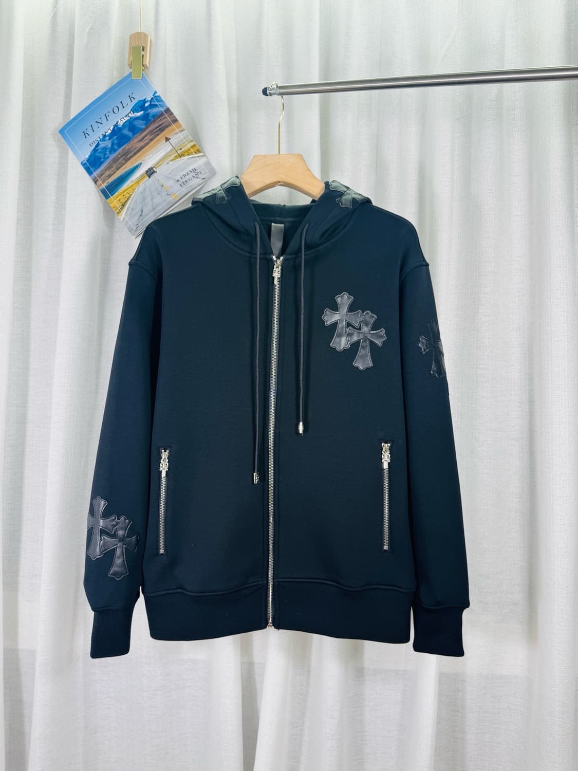 크롬하츠 레더 패치 후드집업 상품이미지1