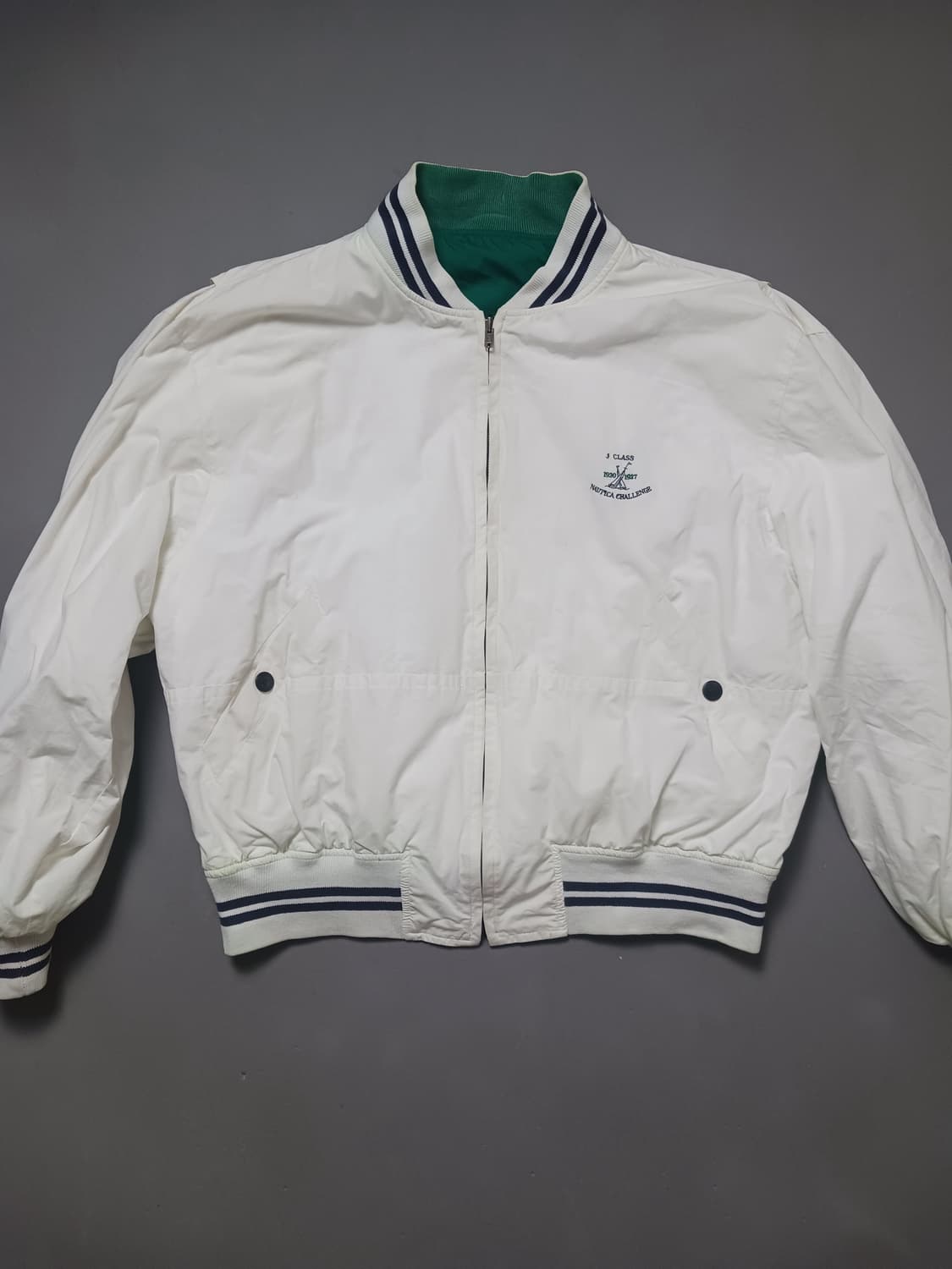 [XL] 노티카 재팬 90S 리버시블 봄버 자켓 그린/화이트 상품이미지1