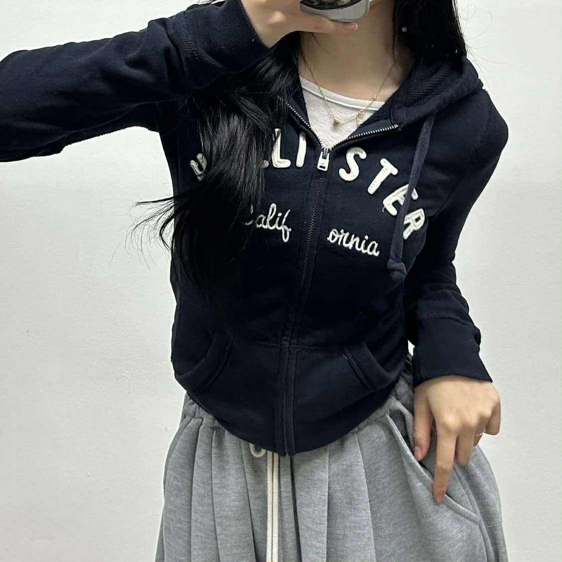 홀리스터 y2k 여리핏 블랙 대장급 걸즈 후드집업 희귀져지(XS) 상품이미지2