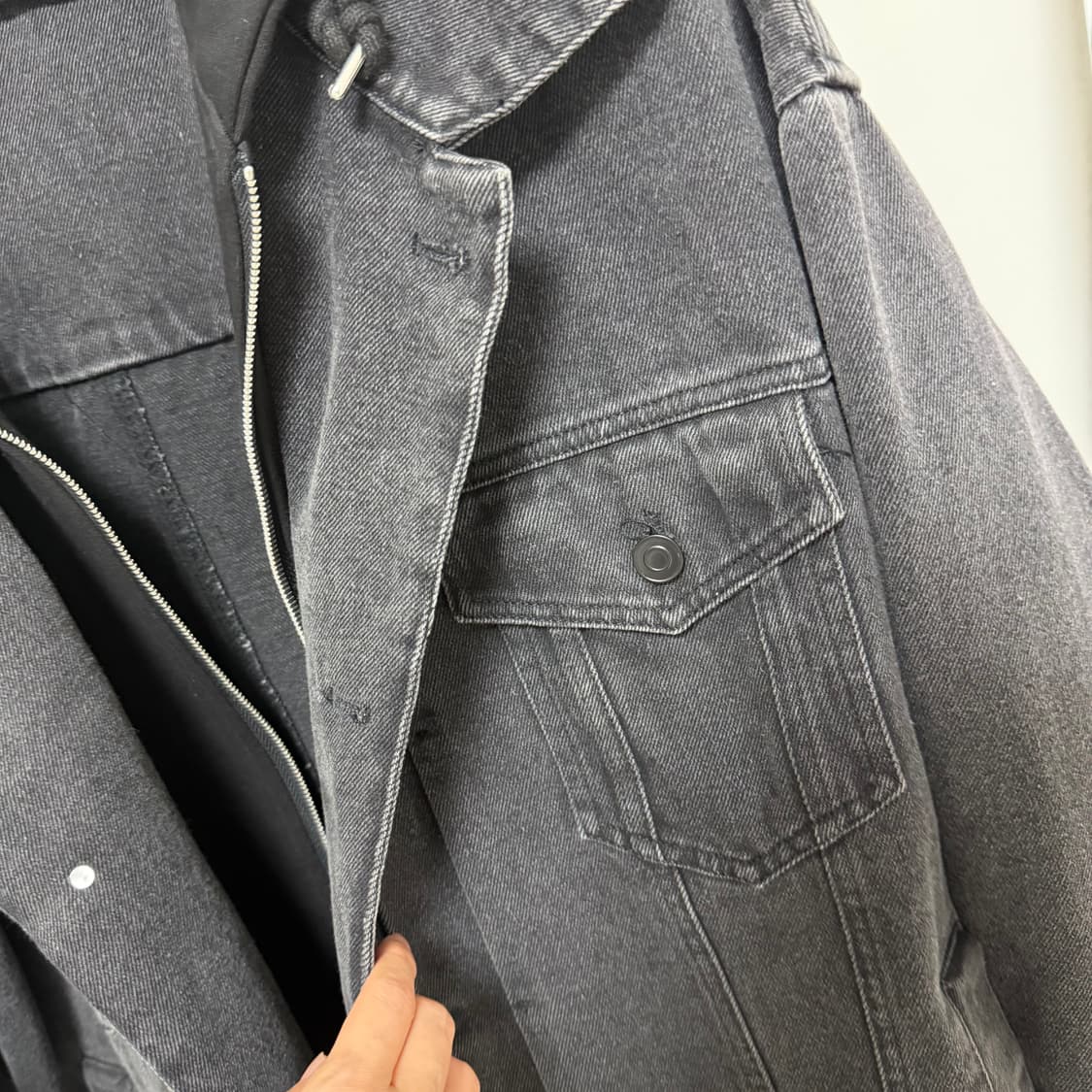 빈티지)OUR Room 아워룸 블랙 후드데님 쟈켓 프리사이즈 상품이미지3