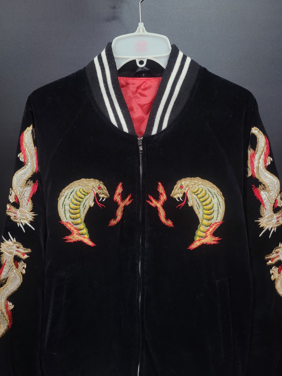 재팬 80~90s 빈티지 벨벳 스카잔 코브라 드래곤 자수 자켓 상품이미지2