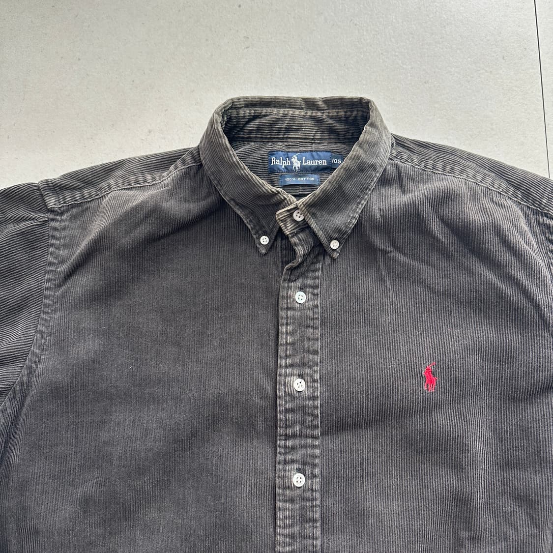 90s 두산 정품 폴로 랄프로렌 코듀로이 셔츠 챠콜 105 상품이미지2