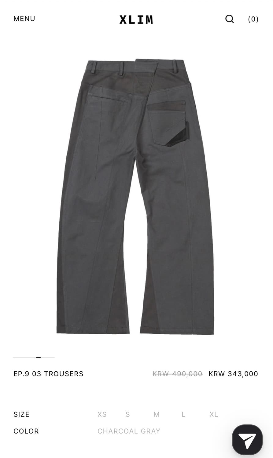 Xlim EP.9 03 TROUSERS charcoal gray 상품이미지1