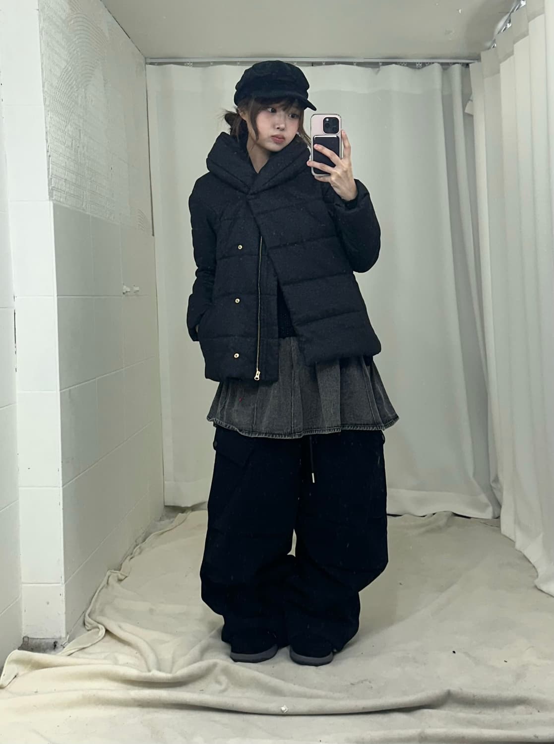 무채색 사선 패딩 도트 아가일 러힙 코디세트 상품이미지1