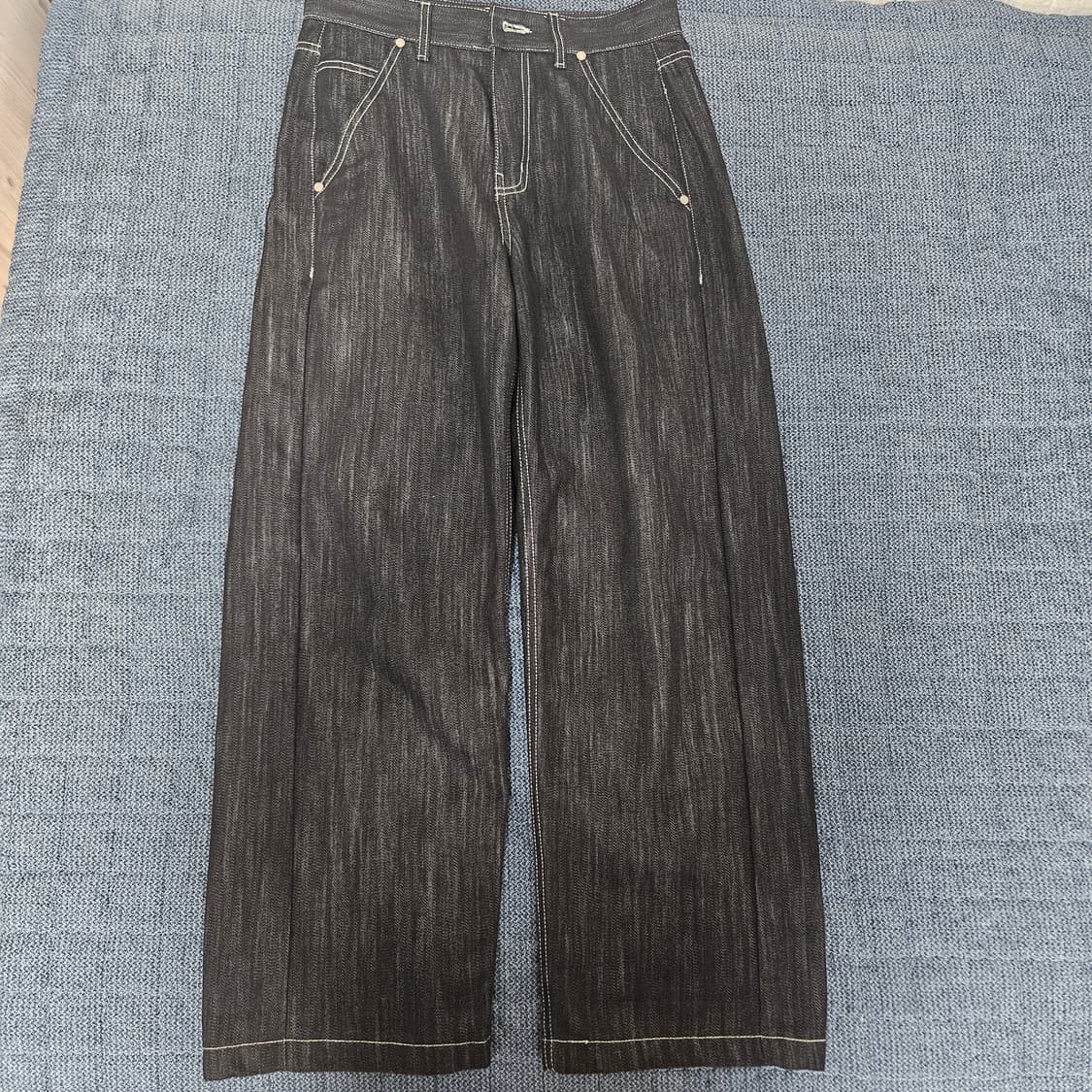 세컨모놀로그 논페이드 생지 데님팬츠 블랙 28 상품이미지1