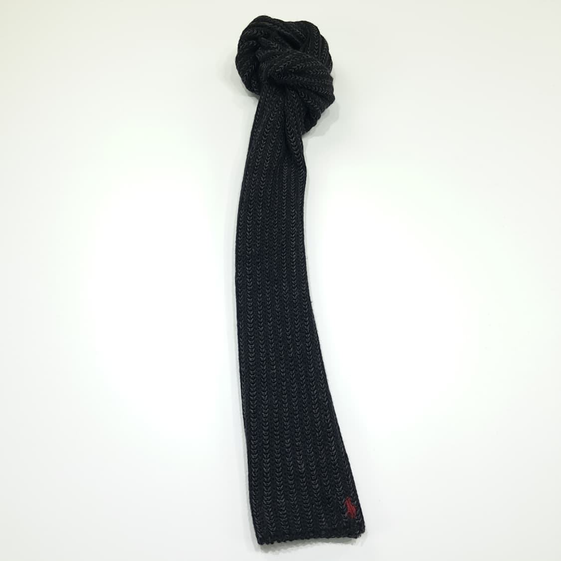 MX375 폴로 캐시미어 & 앙고라 블렌드 차콜 블랙 리브드 니트 머플 상품이미지3