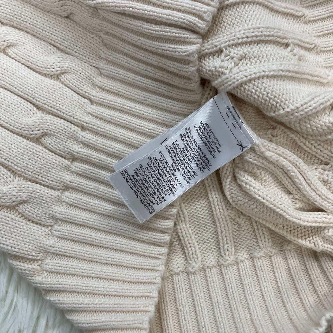 폴로 랄프로렌 포니 로고 케이블 브이넥 니트 베이지 상품이미지5