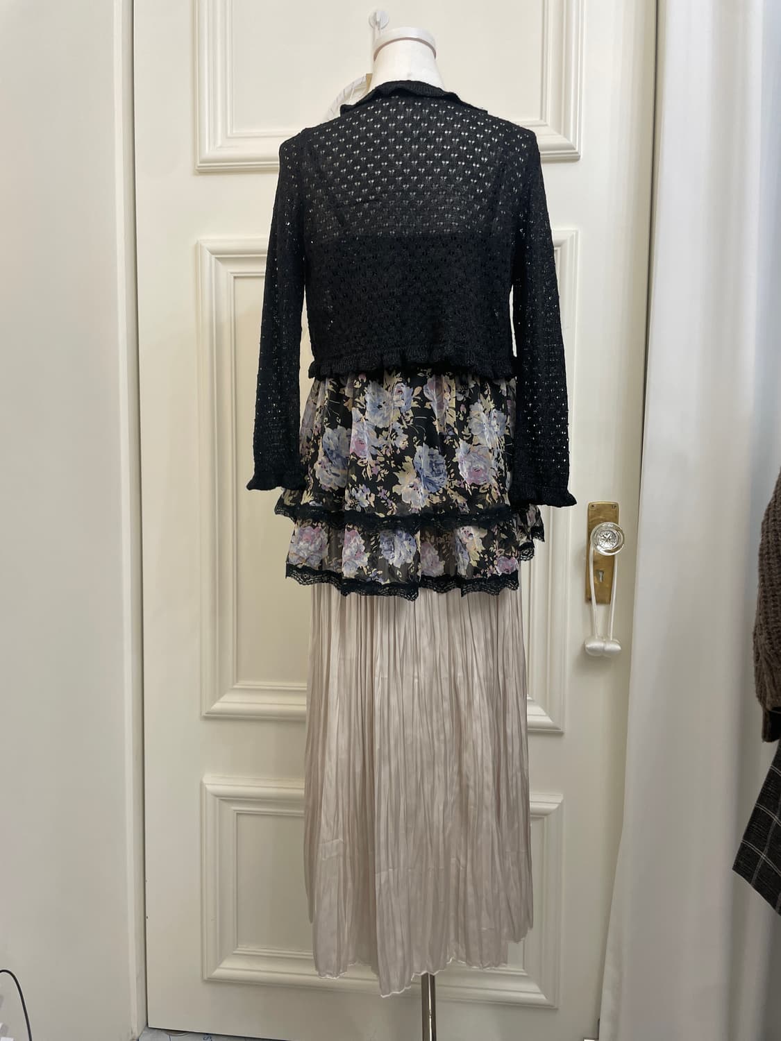 black crochet crop cardigan&flower lace 상품이미지4