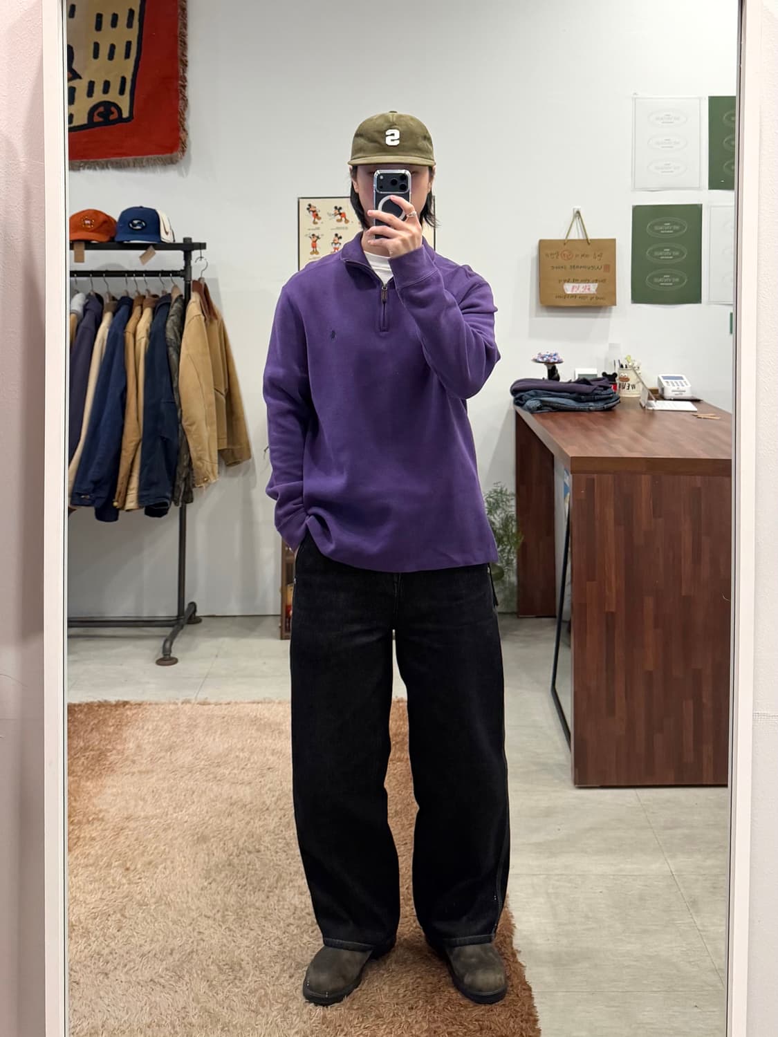 90s Polo RL 폴로 랄프로렌 하프넥 쿼터집업 니트 (purple) 상품이미지2