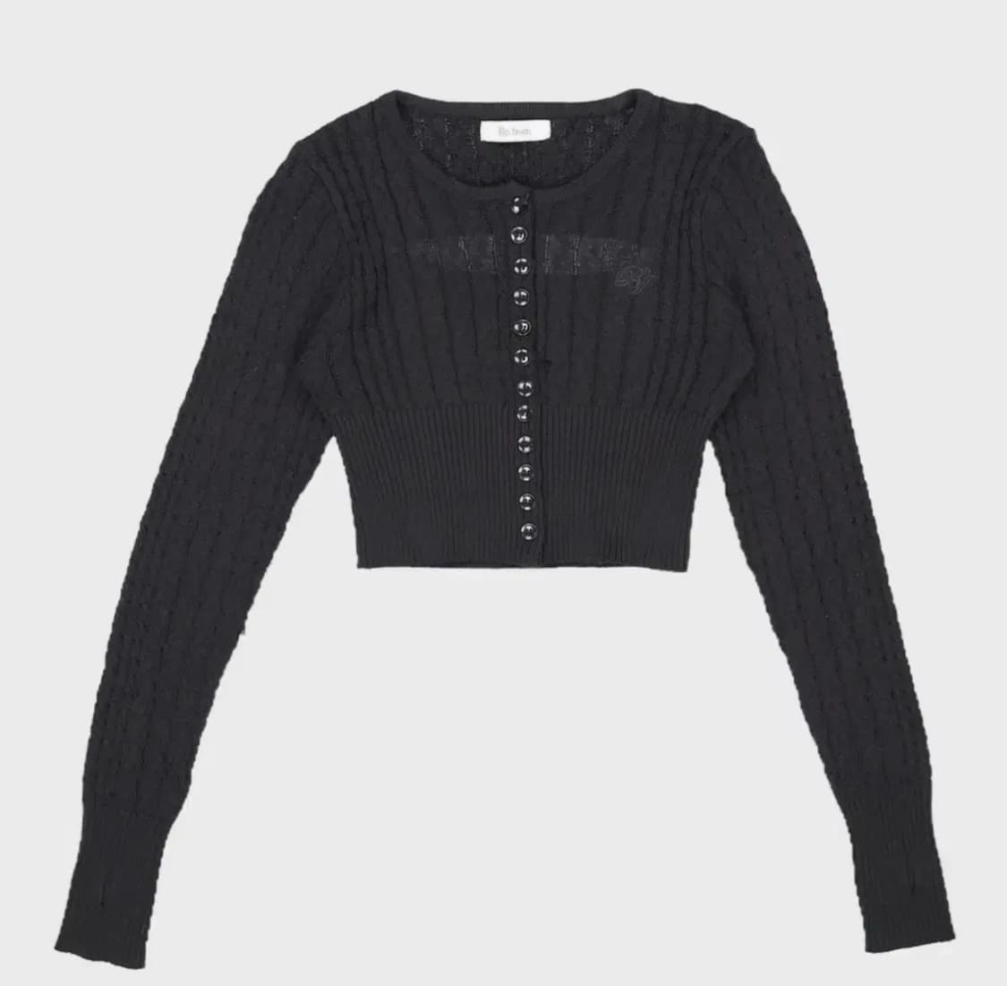 비엔프롬 스쿨 가디건 블랙 꽈배기 크롭 상품이미지1