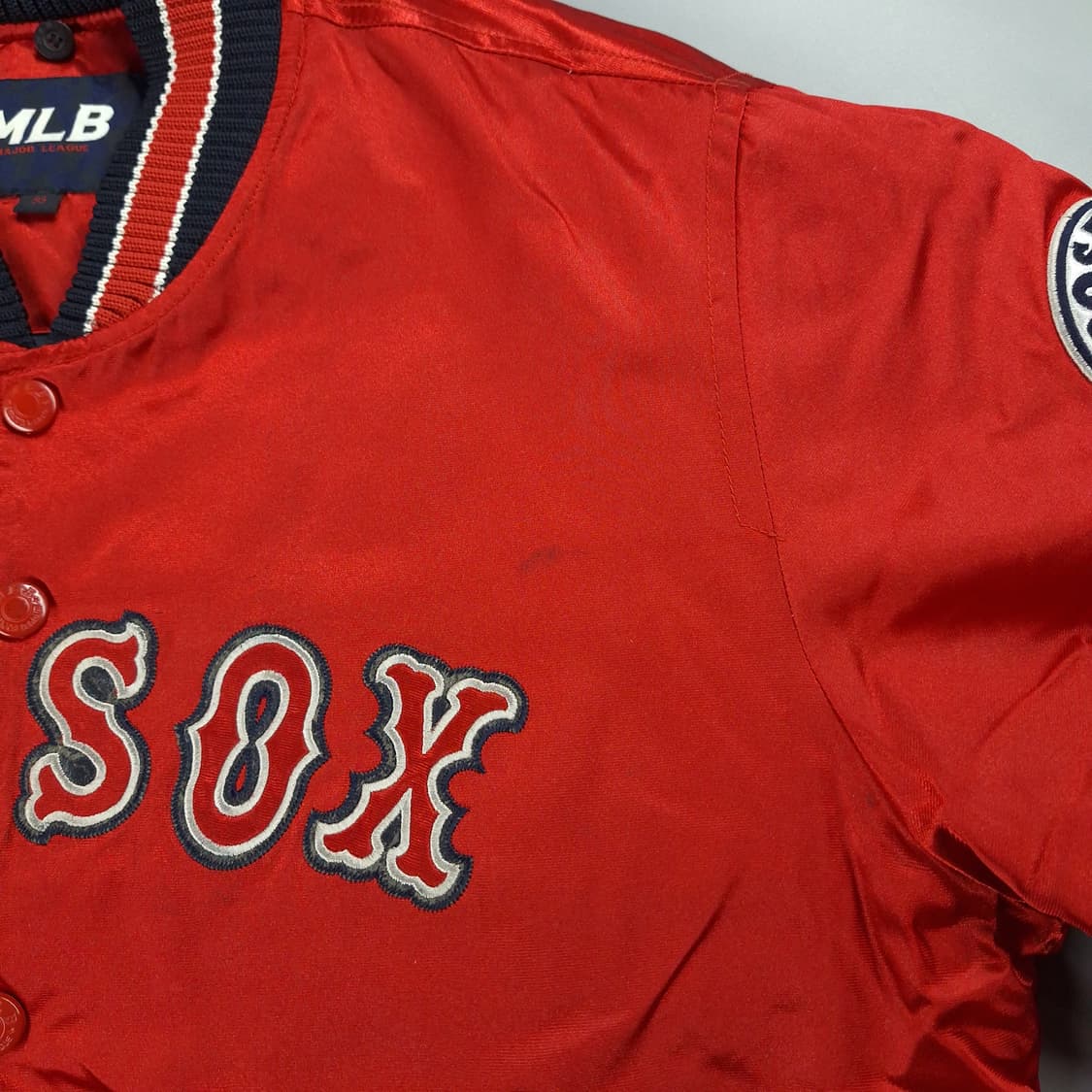 MLB 엠엘비 00s 레드 네이비 배색 보스턴 레드삭스 바시티자켓 상품이미지6