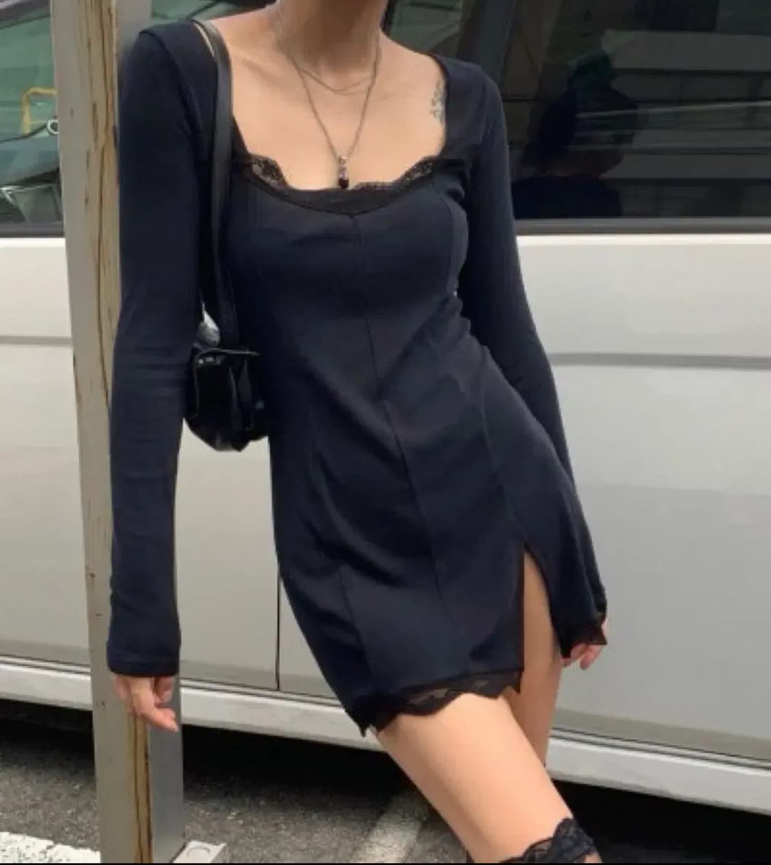 보헤미안서울 스퀘어넥 레이스 원피스 상품이미지1