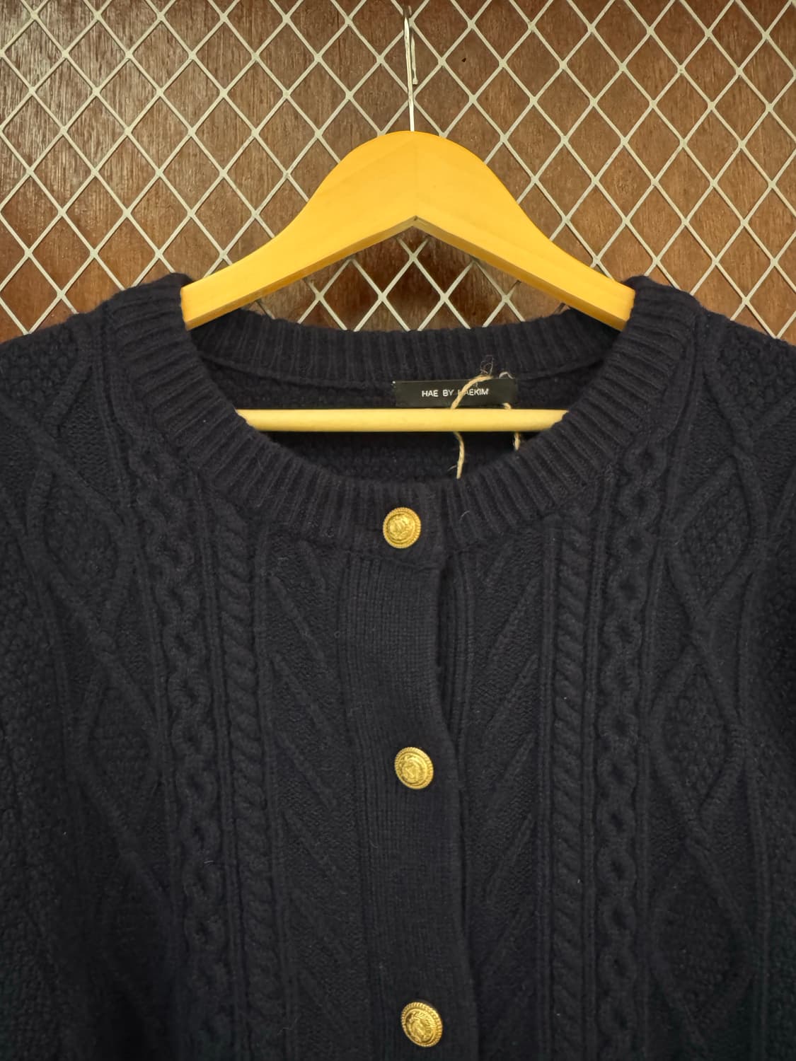 해바이해킴 슈퍼파인울 케이블 니트 가디건 S 네이비 상품이미지7