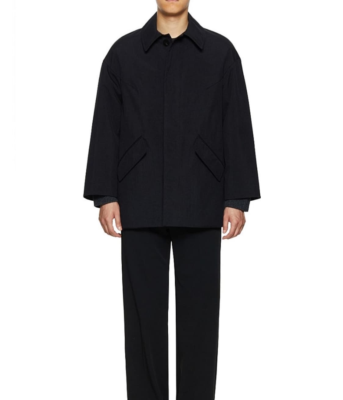 우영미 패디드  하프코트 블랙48 상품이미지1